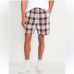Old Navy Match the Fam 100% Cotton Flannel Pajama Shorts, White Tartan 7” Inseam